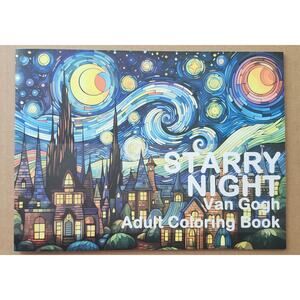 Starry Night Van Gogh Adult Coloring Book, 32 pages, 8 1/4" x 11"